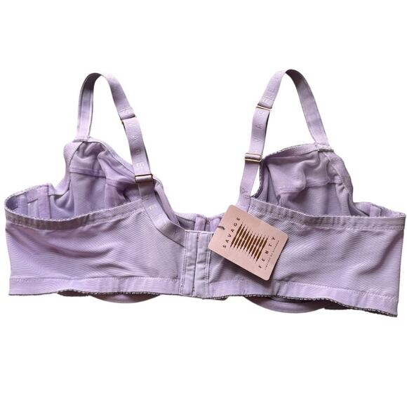 New SAVAGE FENTY Women's Purple Lavender Flocked Logo Unlined Demi Bra Size 42DD - Picture 6 of 11
